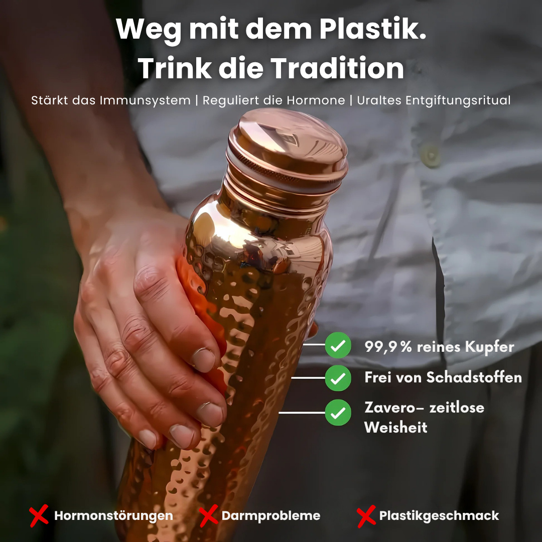 Reine Kupfer-Wasserflasche